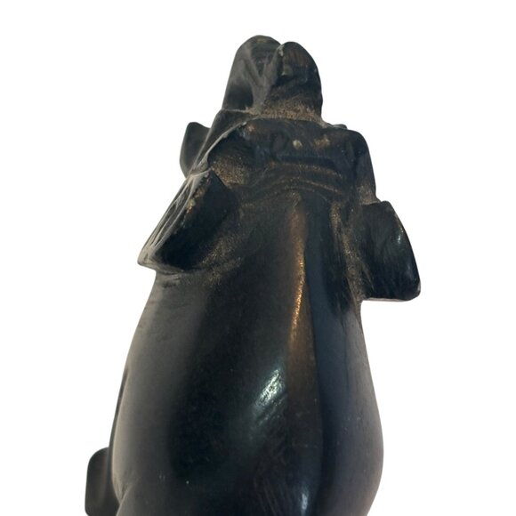 Hand-Carved Black Stone Elephant Figurine 3" Tall Decorative Accent Collectible - Picture 5 of 9